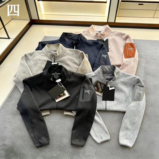 F0327119高性能针织立体硅胶带拉链袖袋立领抓绒夹克外套 商品图1