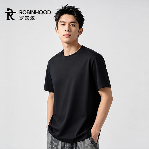 罗宾汉-7A抑菌凉感莱赛尔 丝光棉圆领短袖T恤 商品图4
