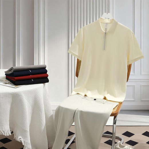 40支索罗娜冰感时尚百搭商务休闲经典纯色短袖polo衫   HLS-GS82051# 商品图4