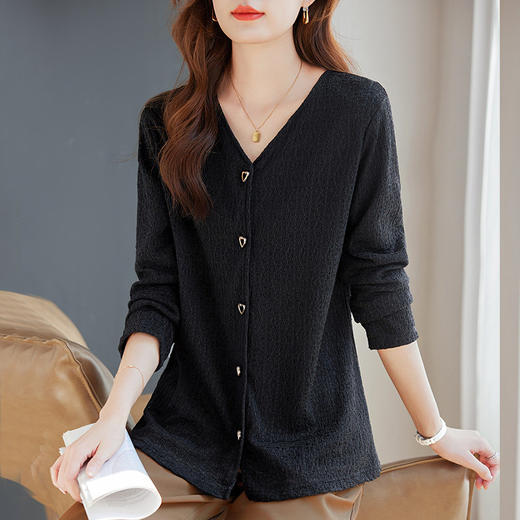 大码V领蕾丝打底衫女2026年新款高级感中长款上衣胖mm遮肚子宽松 商品图4