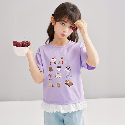 笛莎Deesha 2026年夏季新款松饼熊女童短袖T恤 商品图4