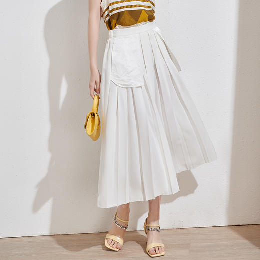 芳外2025夏季新款潮流设计感百褶A字裙子遮胯显瘦百搭半身裙1221 商品图2