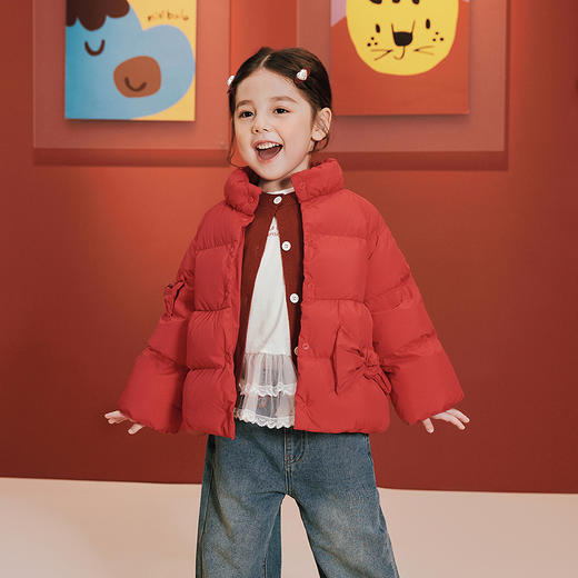 [真心绒]迷你巴拉女童羽绒服甜美保暖A摆儿童加长外套2025冬 商品图2