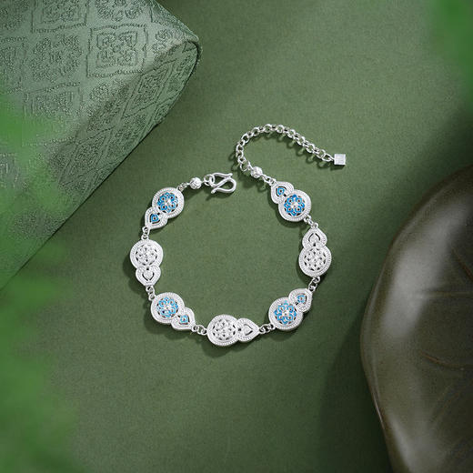 子佩集【福禄宝相】银S990手链【QFSL026】原创作品花丝珐琅彩宝相葫芦2602 商品图3