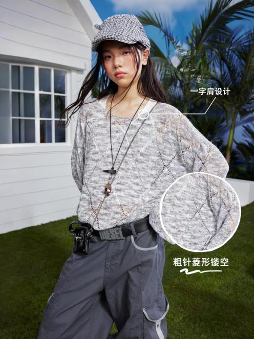 早乙女惠子saotome/STMMY222281/菱形镂空毛织罩衫 商品图2