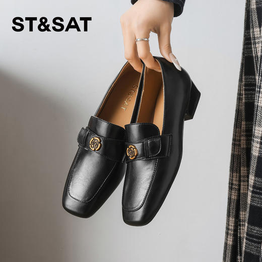 星期六26春新款英伦风山茶花粗跟乐福鞋SSE1112C9B 商品图4