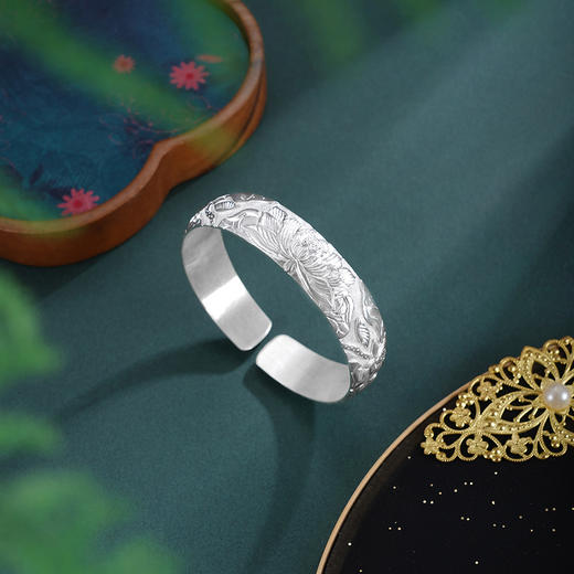 子佩集S999手工银【莲开启韵】手镯【ZYG017】原创设计2602 商品图1