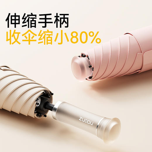左都魔术手柄五折黑胶防晒伞太阳伞，晴雨两用雨伞，便携折叠，ZD2567 商品图2