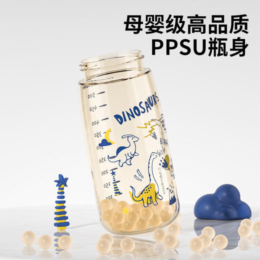 【秒杀】【眯眯熊专柜款49.9/个】儿童PPSU水杯一键开盖耐摔耐磨宝宝背带一盖双饮水杯600ML/700ML 商品图5