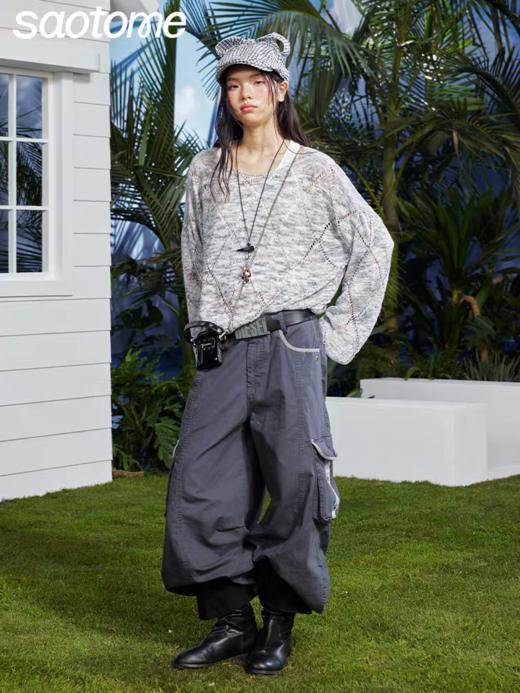 早乙女惠子saotome/STMMY222281/菱形镂空毛织罩衫 商品图0