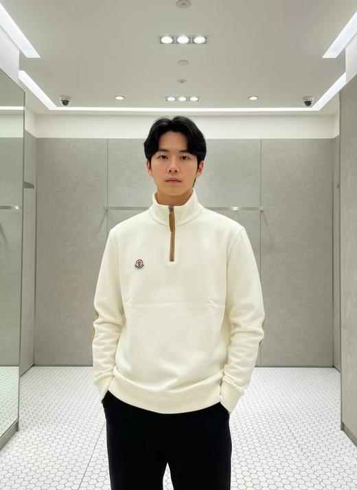 F032788双面麂皮绒拼接春季柔软亲肤男士半拉链卫衣 商品图4