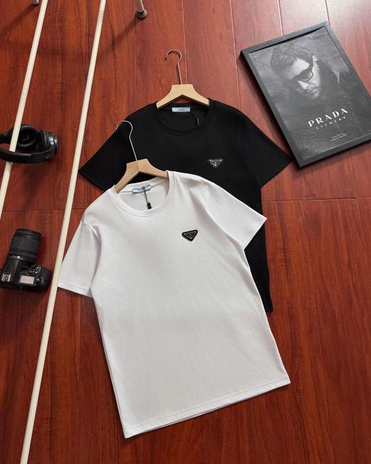 F032749基础百搭黑白两色刺绣简约圆领情侣款短袖T恤 商品图0