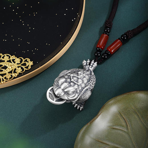 子佩集【福蟾献宝】银S999手把件【YSY016】可转动三足蟾2602 商品图1