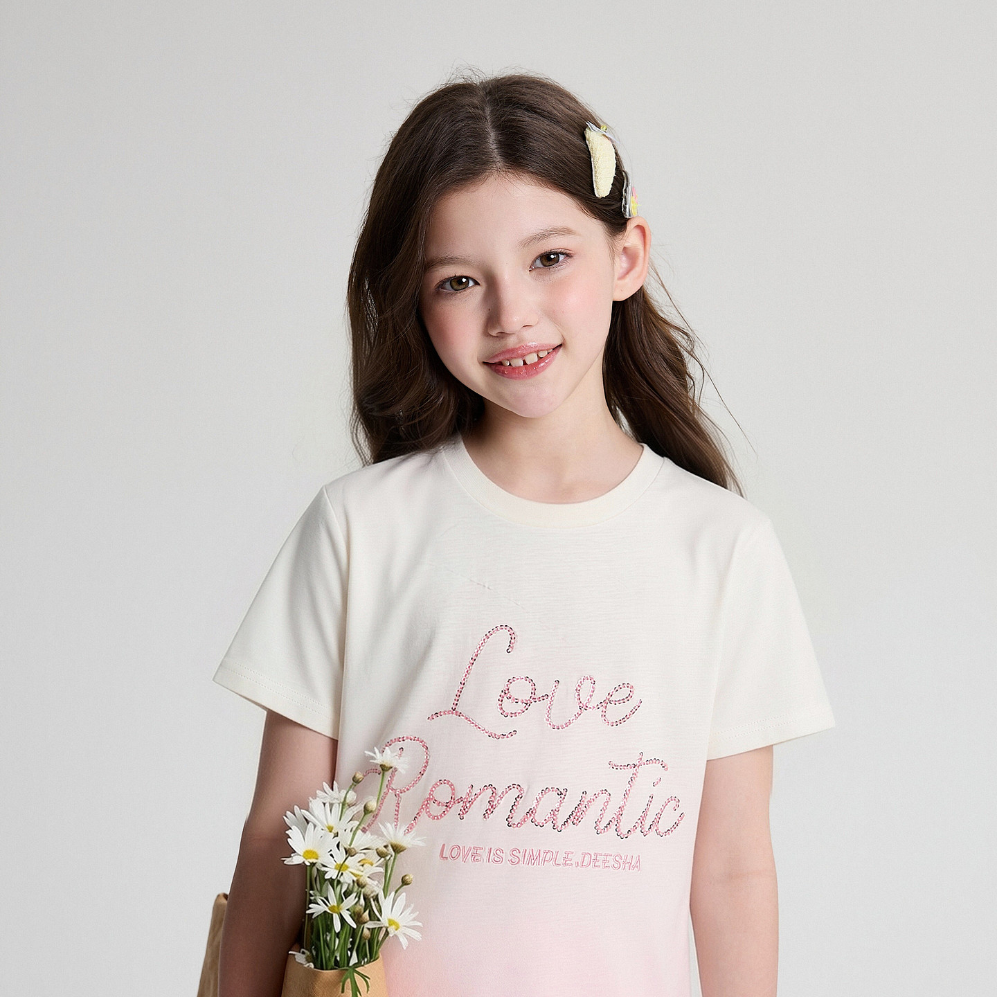 笛莎Deesha 2026年夏季新款中童女童图案T恤T恤