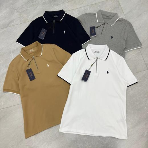 F032777休闲纯色领子小马刺绣半拉链新款镶边翻领男士POLO衫 商品图2