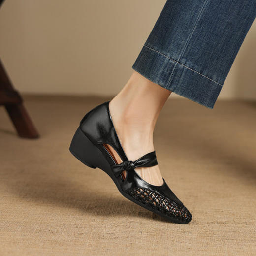 【预售5天】镂空透气凉鞋女夏季真皮软底银色女鞋舒适不累脚单鞋ASN&3390 商品图1