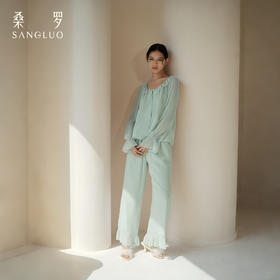 欧若风』桑罗圆领喇叭袖桑蚕丝睡衣套装女家居服可外穿2026新款