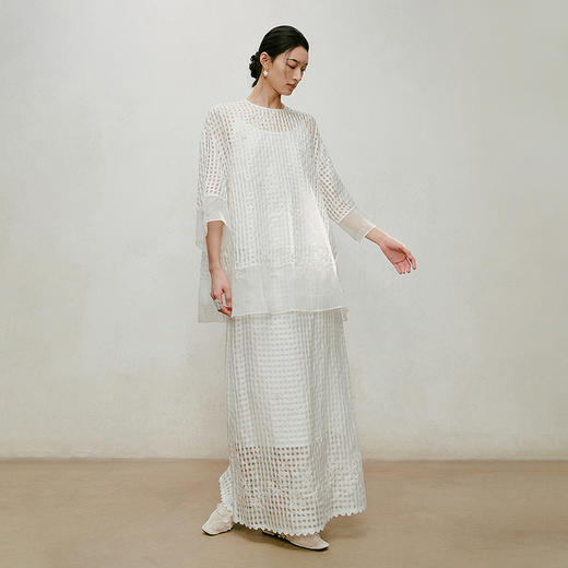 【林栖设计小店】手工钉花|时装周同款格纹绣花宽松2026夏新款百搭半身裙1962202 商品图7
