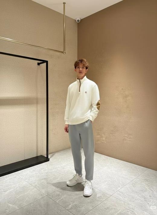 F032788双面麂皮绒拼接春季柔软亲肤男士半拉链卫衣 商品图3