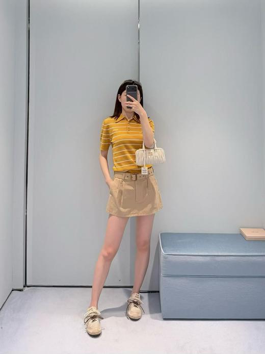Miu* 26Ss春夏新款 撞色条纹棉质Polo短袖针织衫（MM） 商品图8