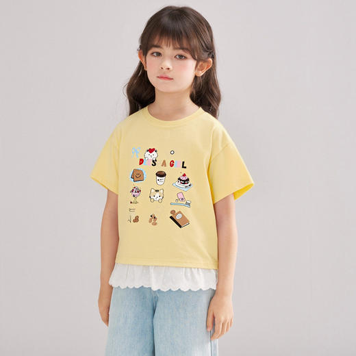 笛莎Deesha 2026年夏季新款松饼熊女童短袖T恤 商品图3