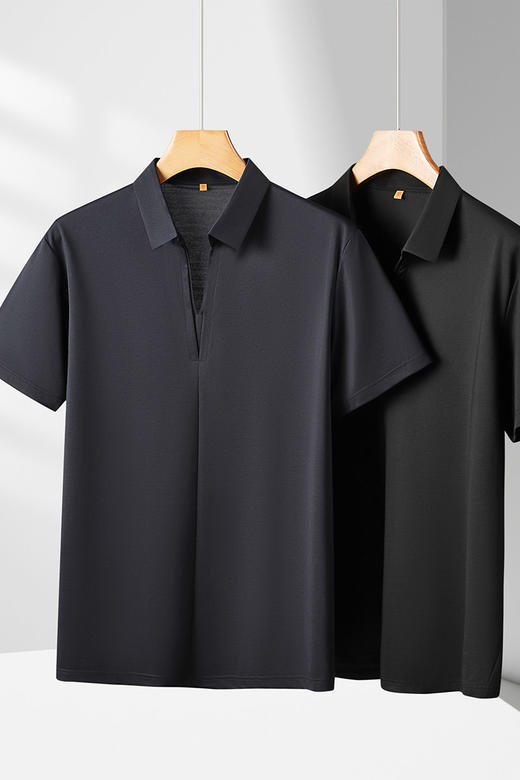 【DDP】大依优型大码男装夏季小V领短袖POLO衫双叠领商务休闲上衣棉质T恤 商品图5