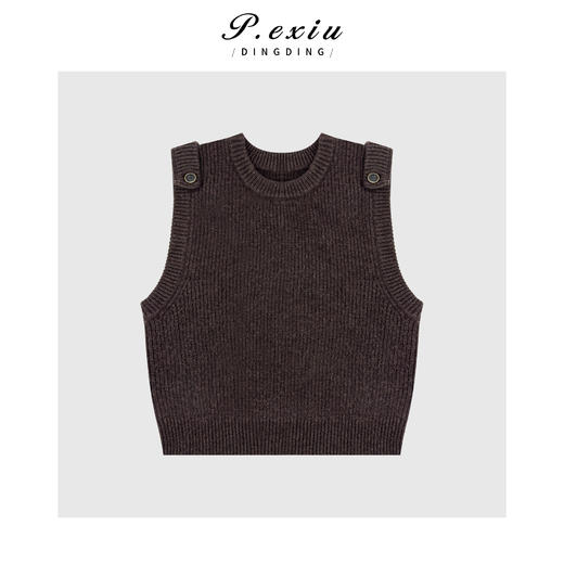 03-5潘依绣丁丁宠粉100%绵羊毛叠穿时髦肩袢圆领无袖针织背心Q60251 商品图0