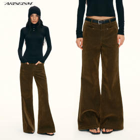 Ariseism黑标 绵羊毛休闲裤女冬季新款阔腿长裤子