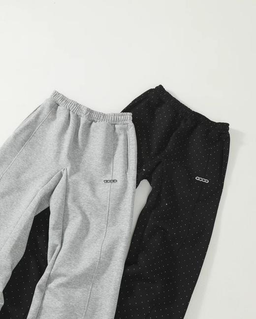 F032720闪银星空烫钻休闲宽松百搭直筒廓形情侣款长裤 商品图1