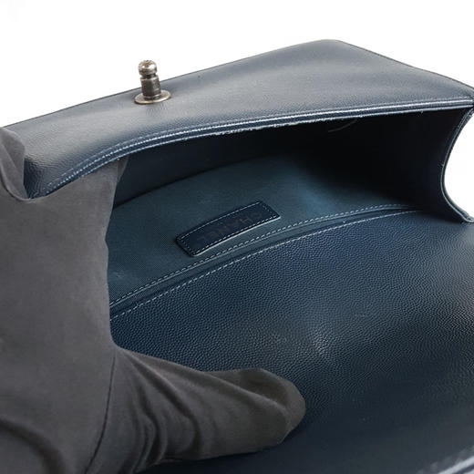 【9新】CHANEL香奈儿LEBOYA67086Y833384B800中号蓝色银扣荔枝牛皮LEBOY链条包单肩包女士180326TJ19 商品图8