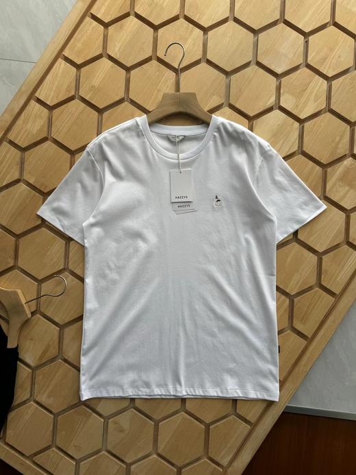 F032706夏季新款男士休闲小LOGO纯棉基础白色短袖T恤衫 商品图5