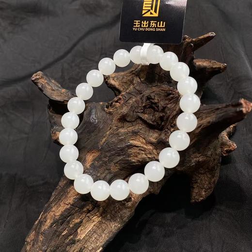 【快抱】【于田产和田玉95料羊脂白8mm圆珠手串 】出证书，发货1~5天，48小时鉴赏期 商品图1