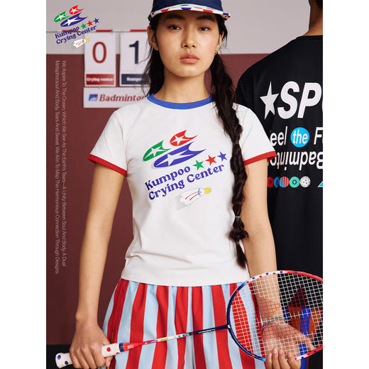 CryingCenterx薰风凉感速干复古运动羽毛球休闲后背logo短袖男女 商品图2
