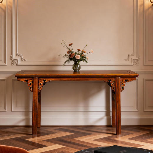 清	黄花梨镶瘿木夹头榫凤纹画案 商品图1