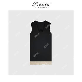 03-5潘依绣丁丁宠粉极简设计U领花边无袖背心连衣裙 Q71188