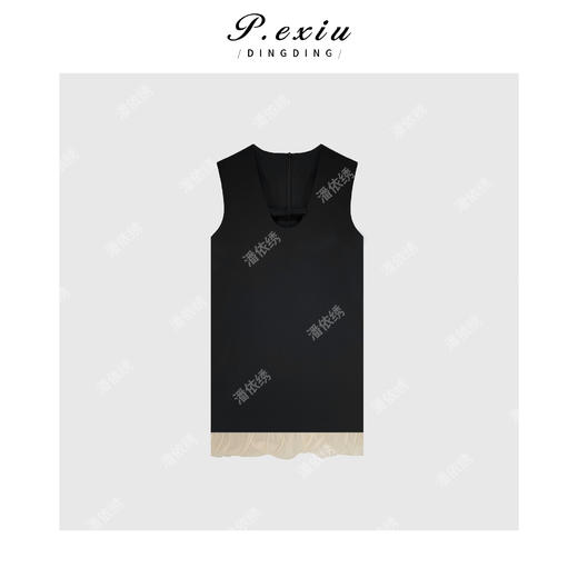 03-5潘依绣丁丁宠粉极简设计U领花边无袖背心连衣裙 Q71188 商品图0