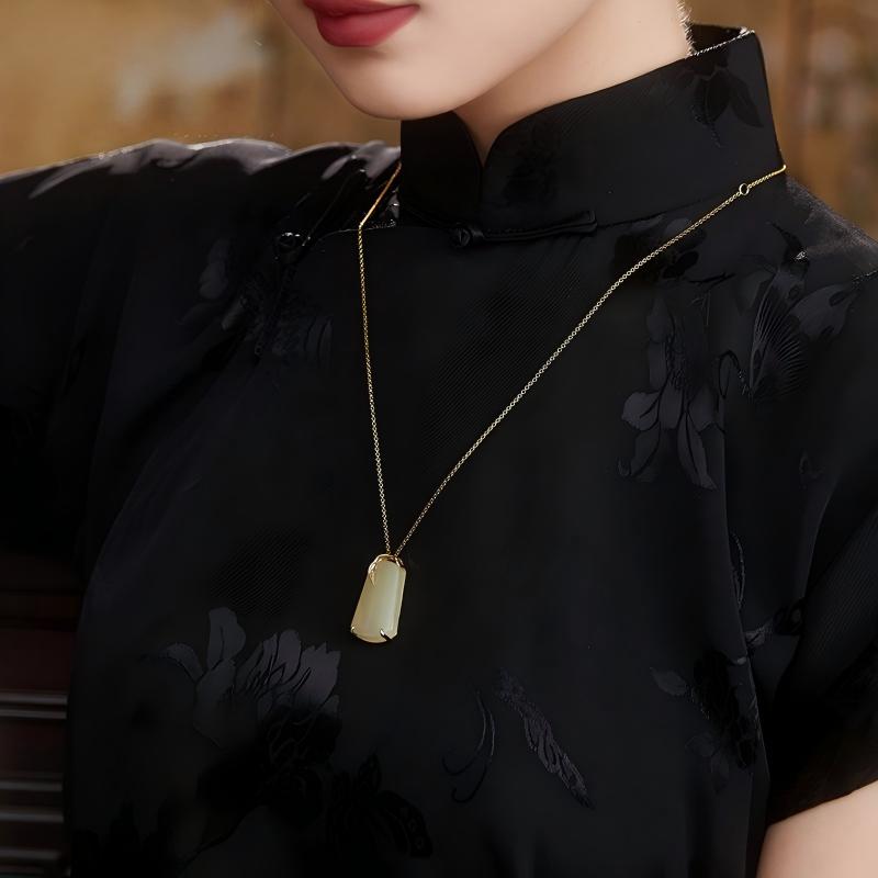 【宫里上新】竹报平安 和田玉无事牌项链