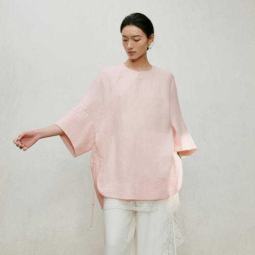 【林栖设计小店】手工挂饰|温柔新中式改良氅衣2026夏新款宽松百搭衬衣1962102 商品图8