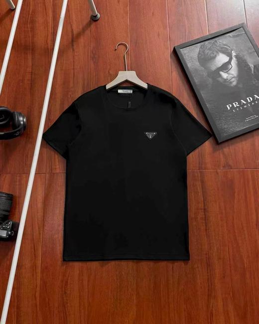 F032749基础百搭黑白两色刺绣简约圆领情侣款短袖T恤 商品图3