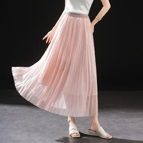 「自」全新升级【铂金会员146/天猫189/差价43】(23514)洛诗琳高腰仙气网纱半身裙女2026春夏新款显瘦A字百褶裙