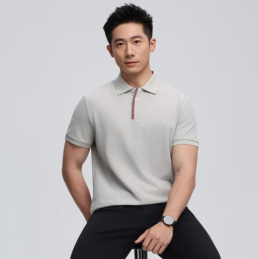 32支重磅珠地棉质翻领百搭短袖男女同款polo衫   HLS-GS82036# 商品图1