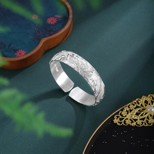 子佩集S999手工银【风荷举华】手镯【ZYG026】原创设计2602 商品图1