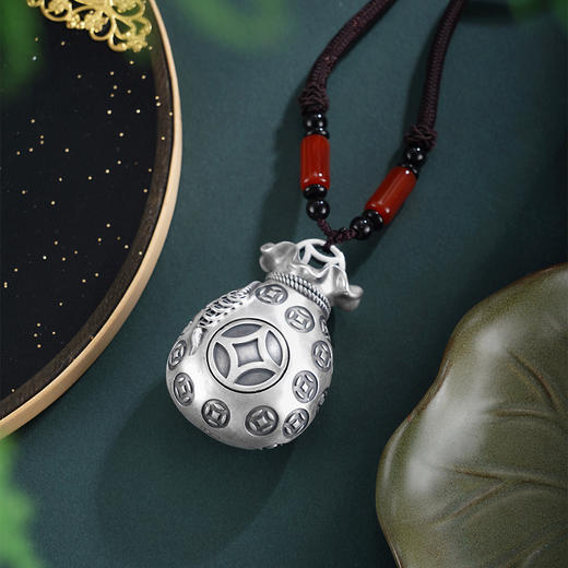 子佩集【聚宝生财】银S999手把件【YSY017】可转动钱币福袋2602 商品图1