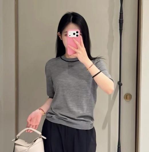 重磅渠道   lew精纺羊毛中袖衫 撞色滚边   意大利进口piacenza羊毛  薄款羊毛徽标绣花圆领衫 商品图1