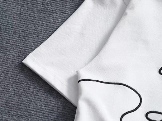 F032754休闲宽松男女同款日常通勤字母刺绣工艺圆领短袖T恤 商品图9