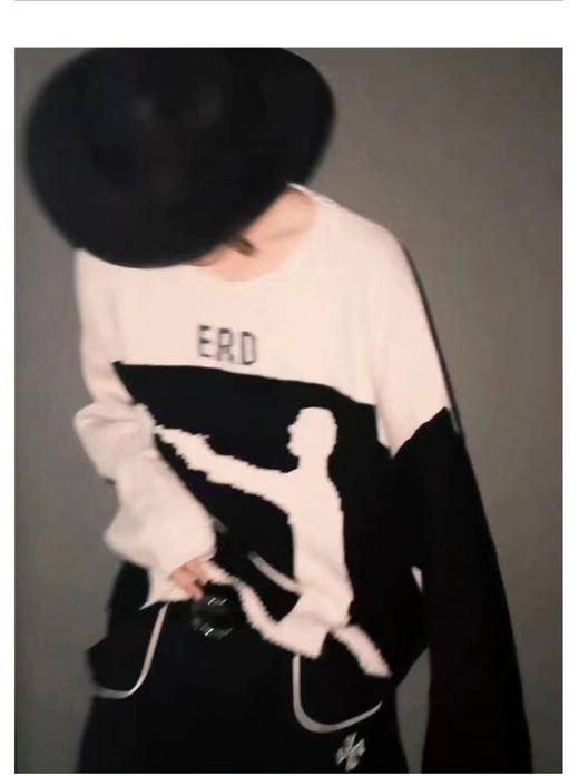 F032719时尚偏短款宽松修身高街手工破坏羊绒情侣款毛衣 商品图6