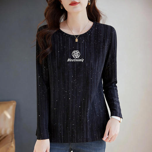 长袖T恤女士2026春季新款胖mm遮肉显瘦圆领内搭上衣宽松休闲大码 商品图4