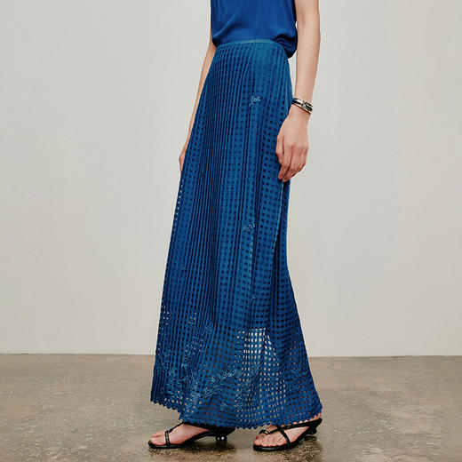 【林栖设计小店】植物染色|手工钉花格纹绣花宽松显瘦2026夏新款半身裙1962202B 商品图3