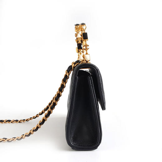 【95新】CHANEL香奈儿AP2946B0884294305 22B黑金羊皮珐琅手柄款单肩斜挎手提包女士230326AK25 商品图3