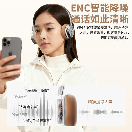 【出行必备丨沃品头戴降噪蓝牙耳机】轻巧设计搭配空气感记忆棉，柔软支撑不压耳，透气性强，久戴无压力，音质清晰，内置超长续航电池，满足多种场景需求 商品图5